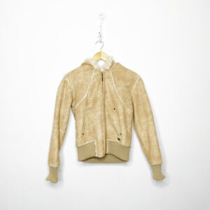 VTG 90s Y2K 00s L.E.I. Shearling Faux Suede hoodie JACKET full zip WOMENS S